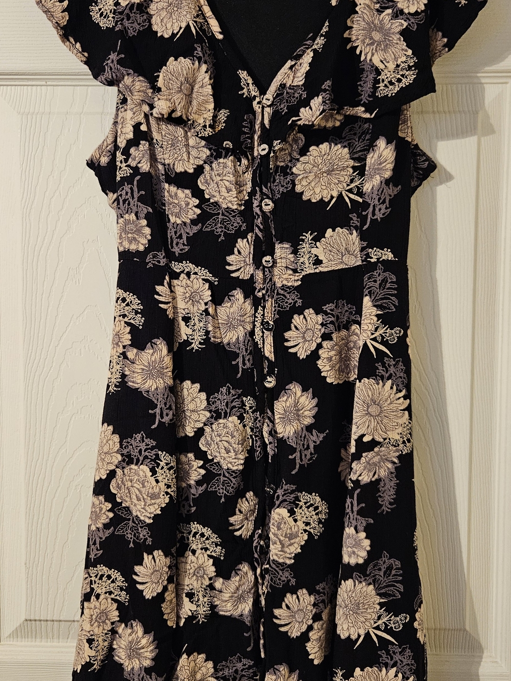 American Rag Black Mini Dress with Cream Floral Print